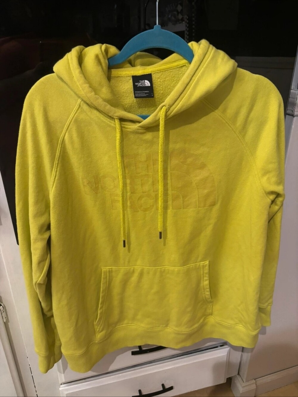 The NorthFace neon yellow cropped hoodie sweatshirt lemon yellow pullover LG